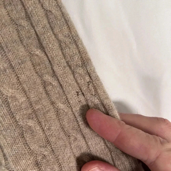 Anne Klein Cardigan Womens Medium Beige Wool Cashmere Small Cable Knit - Picture 9 of 10